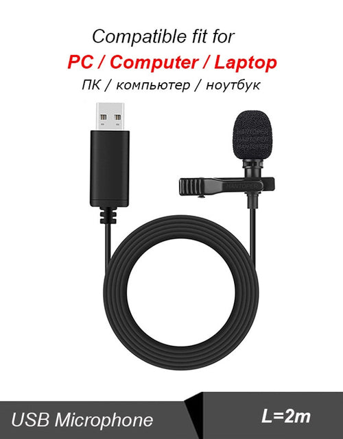 Load image into Gallery viewer, 3.5mm Mini Lavalier Microphone Metal Clip Lapel Mic for Mobile Phone PC Laptop Wired Mikrofo/Microfon for Speaking Vocal Audio
