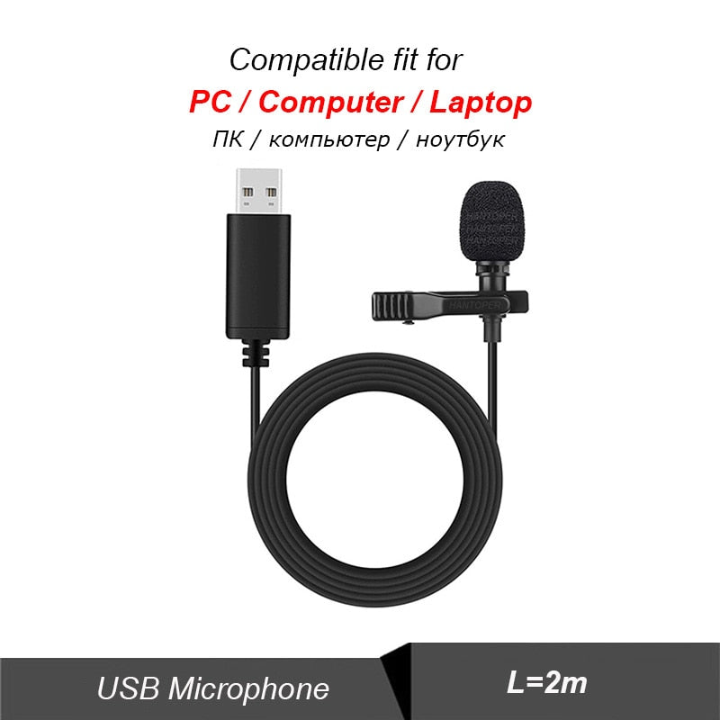 3.5mm Mini Lavalier Microphone Metal Clip Lapel Mic for Mobile Phone PC Laptop Wired Mikrofo/Microfon for Speaking Vocal Audio