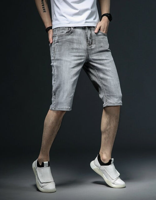 Load image into Gallery viewer, Summer New Classic Men&#39;s Jeans Shorts Fashion Casual Brand Elastic Force Regular Fit Denim Shorts Male Grey Blue
