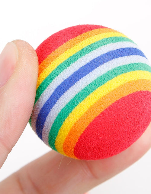 Load image into Gallery viewer, Rainbow EVA Cat Toys Ball Interactive Cat Dog Play Chewing Rattle Scratch EVA Ball Training Balls Pet Toys Supplies
