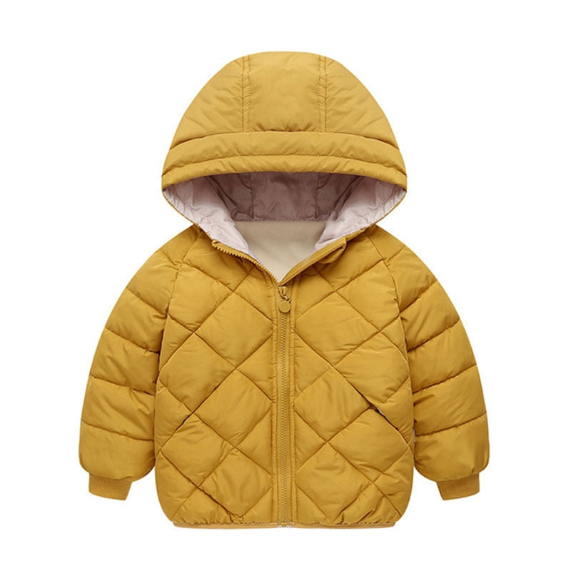 Autumn Winter New Children Down  Jacket Boys Girls Fashion Thick Warm Jacket Baby Hooded Warm Outwear Kids Cotton Coat 2-7 Year