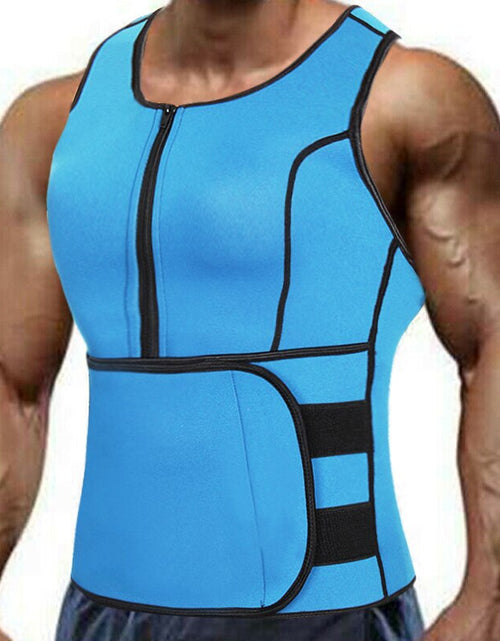 Load image into Gallery viewer, Neoprene Sauna Workout Suit Men Waist Trainer Corset Slimming Vest Zipper Body Shaper with Adjustable Tank Top Faja Shapewear
