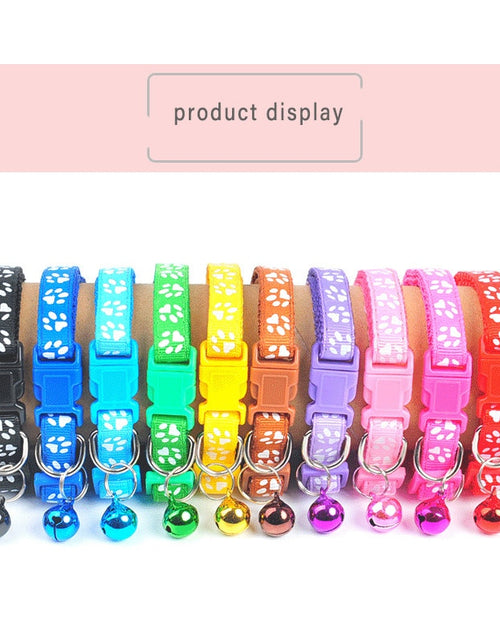 Load image into Gallery viewer, 1Pc Colorful Cute Bell Collar Adjustable Buckle Cat Collar Pet Supplies Footprint Personalized Kitten Collar Small Dog Accessory
