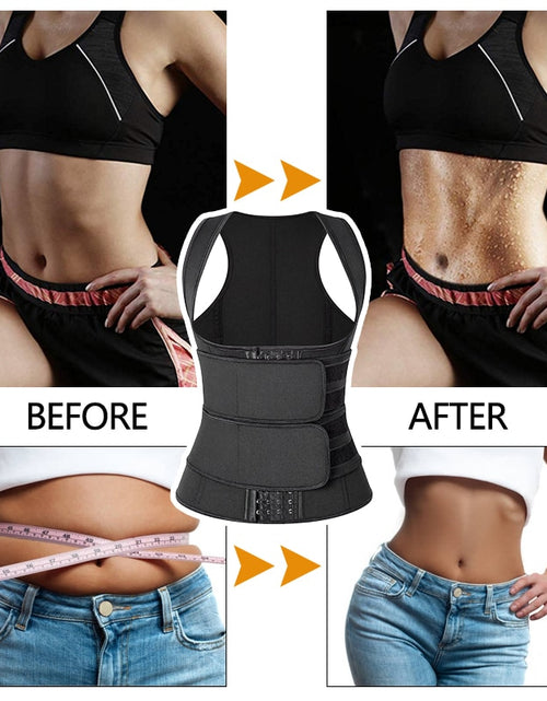 Load image into Gallery viewer, Waist Trainer Body Shaper for Women Plus Size 2 Straps Steel Bones Workout Sauna Trimmer Neoprene Slimming Exercise Corset Tops
