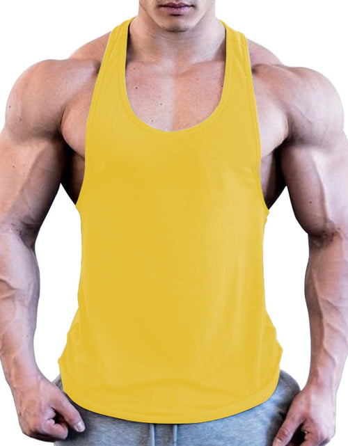 Load image into Gallery viewer, Gym Men Muscle Sleeveless Shirt Tank Top Bodybuilding Sport Fitness Workout Stringer Weight Singlets Breathable Running T-Shirt
