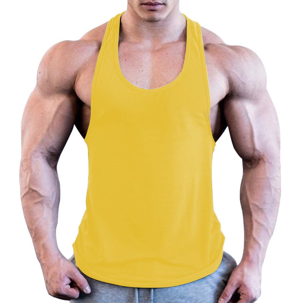 Gym Men Muscle Sleeveless Shirt Tank Top Bodybuilding Sport Fitness Workout Stringer Weight Singlets Breathable Running T-Shirt