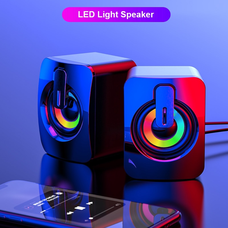 Computer Speakers PC Sound Box HIFI Stereo Microphone USB Wired Caixa De Som with LED Light For Desktop Computer