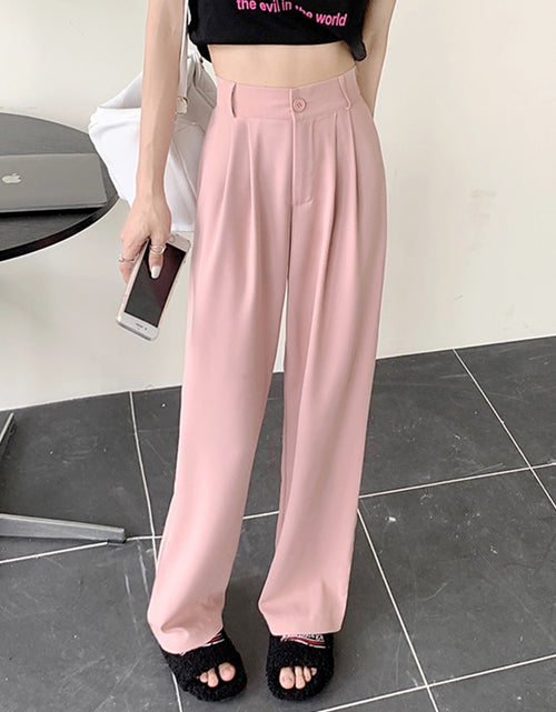 Load image into Gallery viewer, New Straight Wide Leg Women&#39;s Pants Korean Style High Waist Pants for Women Solid Color Loose Suit Trousers Female
