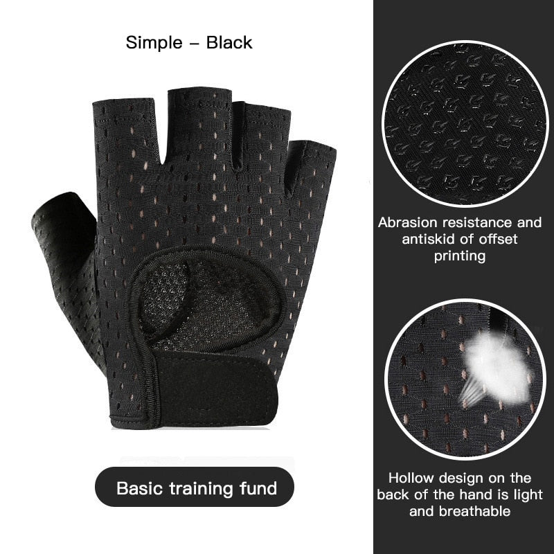 Summer Men's Fitness Gloves Gym Weightlifting Yoga Women Breathable Mitten Training Sports Non-slip Half Finger Cycling Gloves