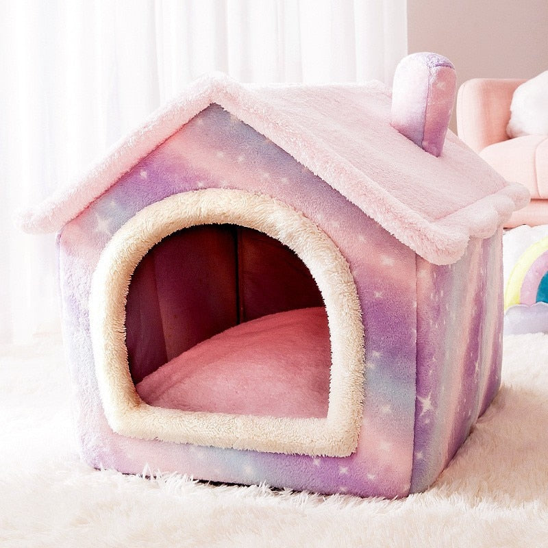 Soft Cat Bed Deep Sleep House Dog Cat Winter House Removable Cushion Enclosed Pet Tent For Kittens Puppy Cama Gato Supplies