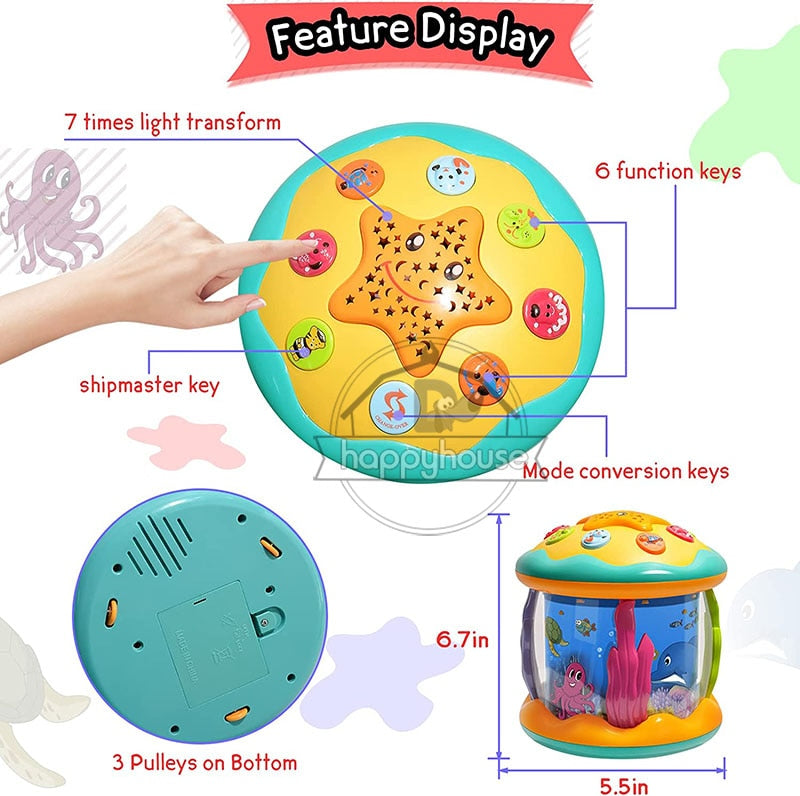 Baby Toys 6 0 12 Months Musical Toy Babies Ocean Rotary Projector Montessori Early Educational Toys with Music Light Kids 1 2 3