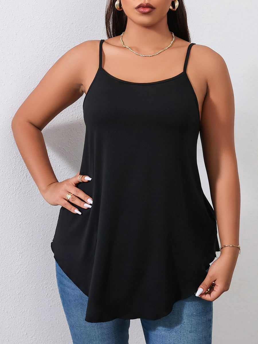 Black Plus Size Camis for Woman Camisole Large Big Size Tank Top Female Sleeeless Blouses V Neck Solid Casual Tee Clothing