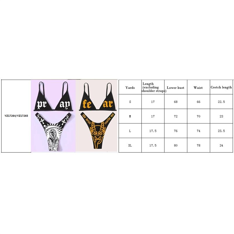 Summer Sexy Women Bikini Set Letters Print Swimsuit Triange Low Waist Swimwear Female Bathing Suit Beachwear 2022 New