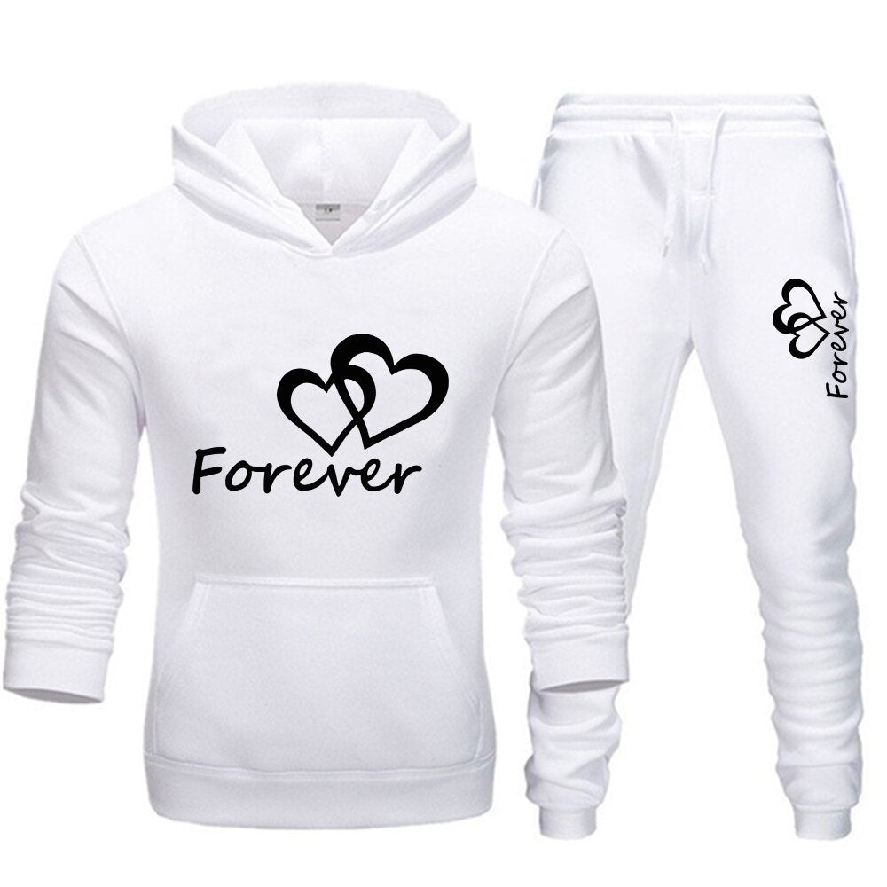 2022 Fashion Couple Sportwear Set Together and Forever Printed Hooded Suits 2PCS Set Hoodie and Pants S-4XL