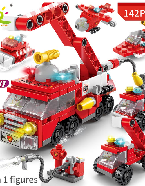 Load image into Gallery viewer, 6IN1 City Fire Car Police Truck Engineering Crane Building Blocks Tank Helicopter Bricks Set Toys for Children Kids
