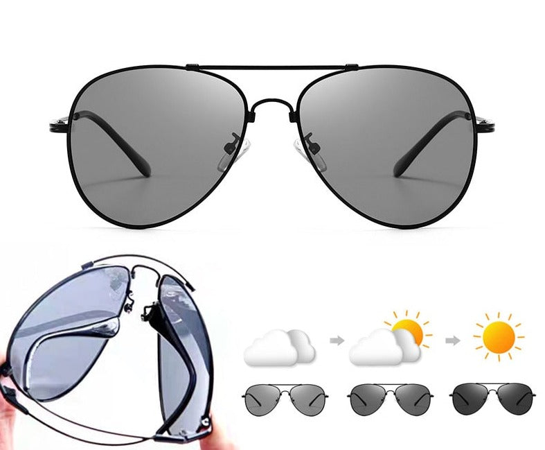 New Titanium Polarized Pilot Sunglasses Men Outdoor Car Driving Photochromic Memory metal Toad Sunglasses For Men UV400