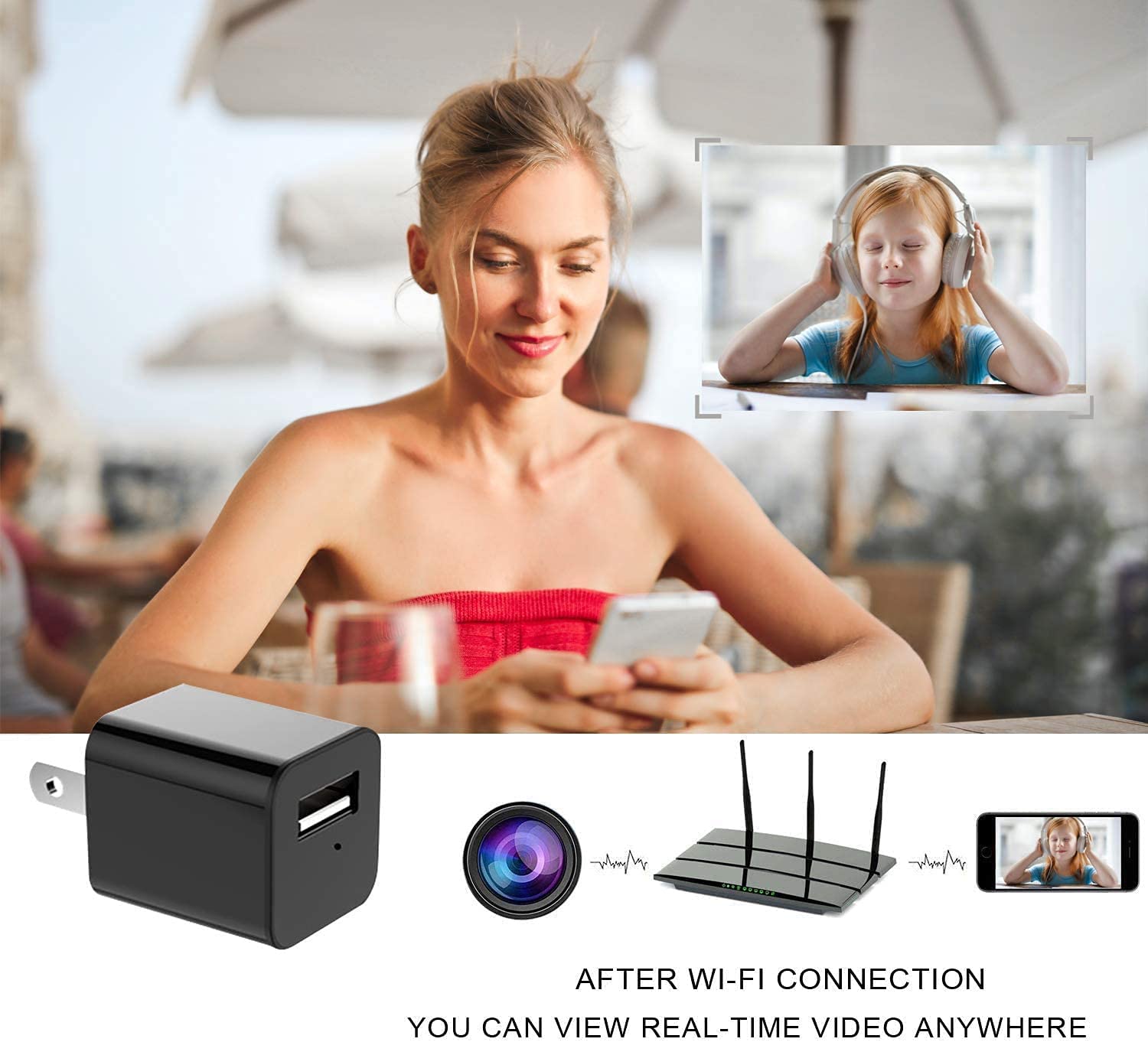 HD 4K 1080P Mini Plug Camera USB Charger  WiFi Video Recorder Home Security Motion Detection Surveillance Wireless Nanny Cam