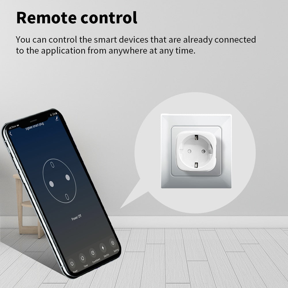 Zigbee Socket EU Plug Adapter Tuya Smart Home Wireless Remote Control Smart Socket Power Outlet Support Google Home Alexa