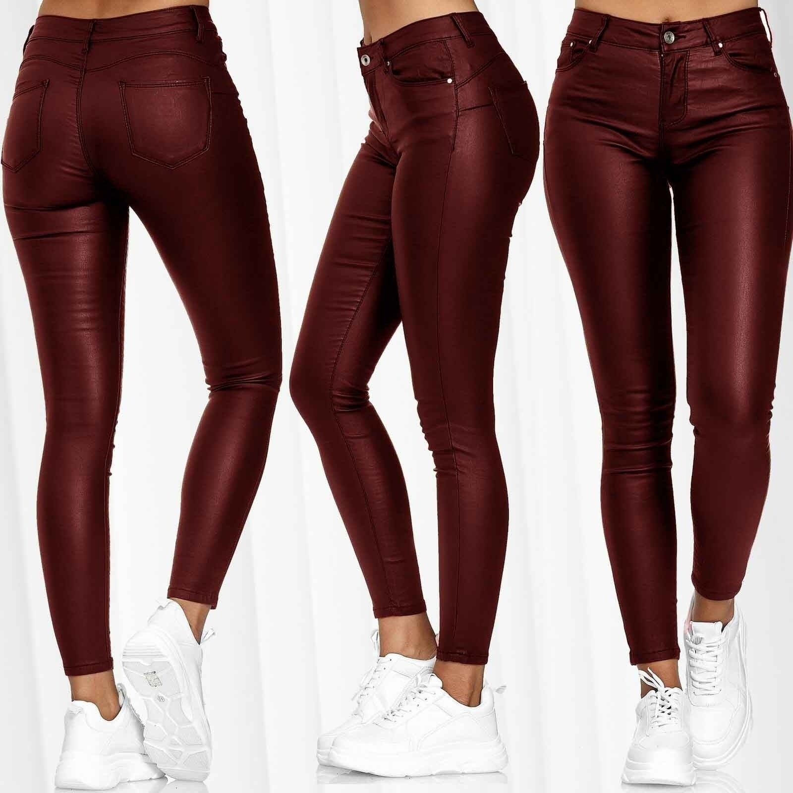 WomenLeather Pants Black Sexy Stretch Bodycon Trousers Women High Waist Long Casual Pencil Pants Plus Size S-3XL