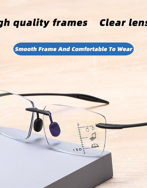 Load image into Gallery viewer, Progressive Multifocal Reading Glasses Men TR90 Anti-Blue Light Presbyopia Glasses For Women Rimless Prescription Frame
