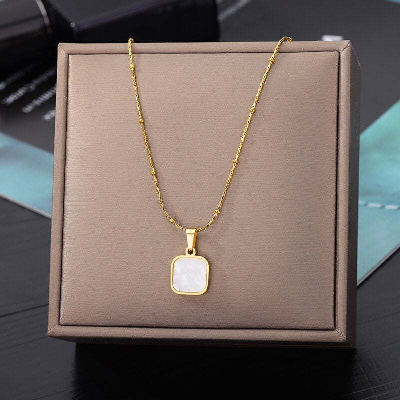 Evil Eye Necklace for Women Stainless Steel Gold Plated Feather Pendants Necklaces 2023 Trend Fashion Aesthetic Jewelry collares