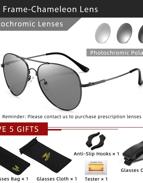 Load image into Gallery viewer, New Titanium Polarized Pilot Sunglasses Men Outdoor Car Driving Photochromic Memory metal Toad Sunglasses For Men UV400
