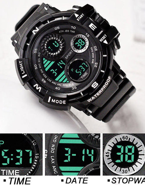 Load image into Gallery viewer, Black Digital Watch for Men Sports Watches Waterproof Outdoor Chronograph Hand Clock G Infantry Shock Student Wristwatch
