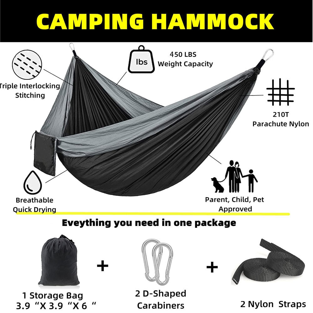 86x35inch Outdoor Single Camping Hammock High Quality Portable Lightweight Parachute Hammocks for Park Travel Adventure Patio