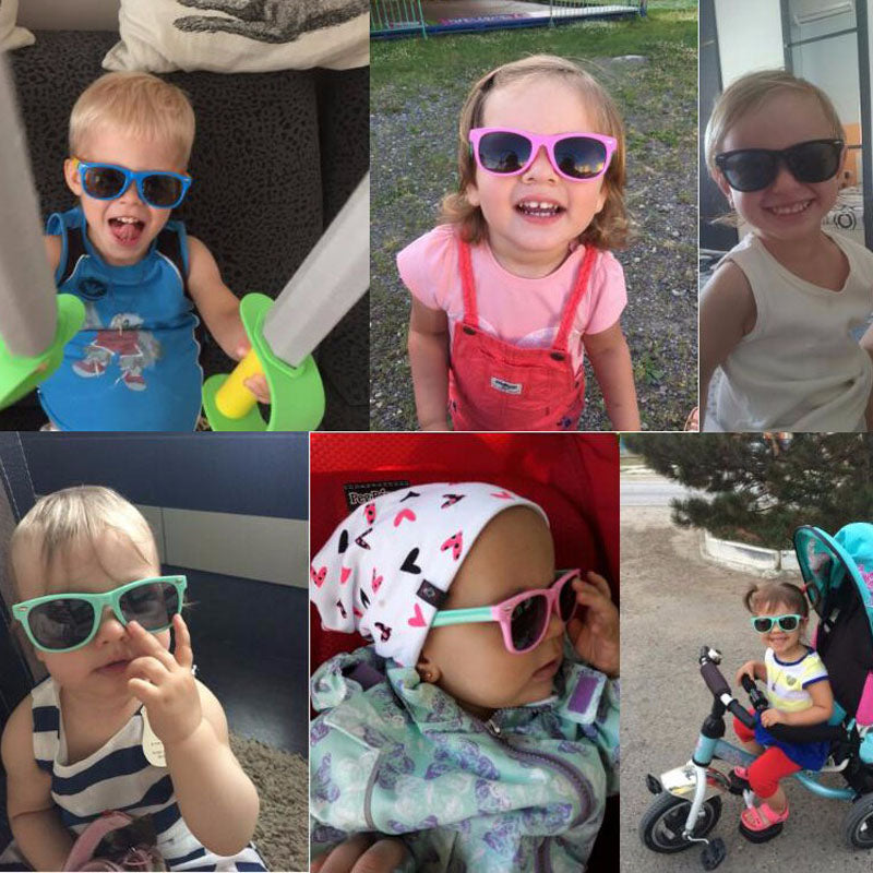 Baby Silicone Sunglasses with Glasses Box  Boys Girls Outdoor Goggles Sun Glasses AC Lens Safety Glasses and Cases Gift for Kids