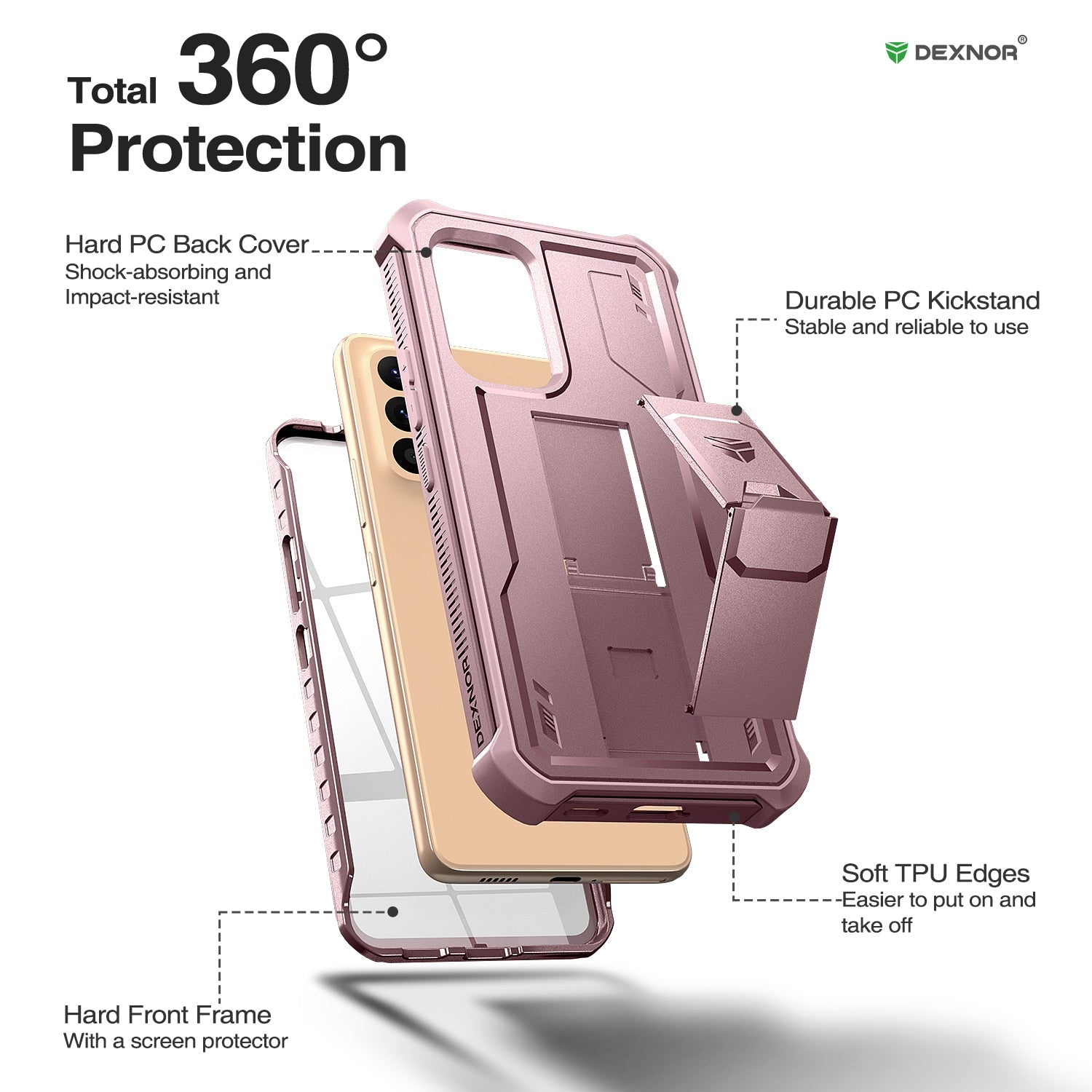 360Full Body Bumper Military Grade Armor Shockproof Hard case with bracket For Samsung Galaxy A53 with Built in Screen Protector