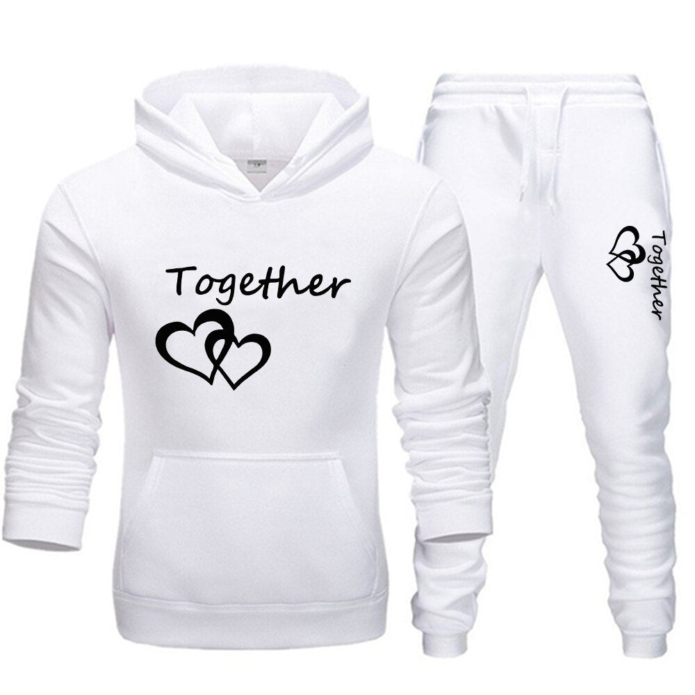 2022 Fashion Couple Sportwear Set Together and Forever Printed Hooded Suits 2PCS Set Hoodie and Pants S-4XL