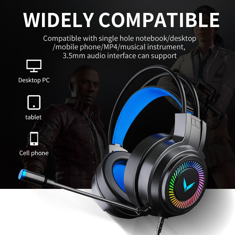 Computer Headphone Head-Mounted E-Sports Games 7.1 Channel Wired Headset Headset with Microphone