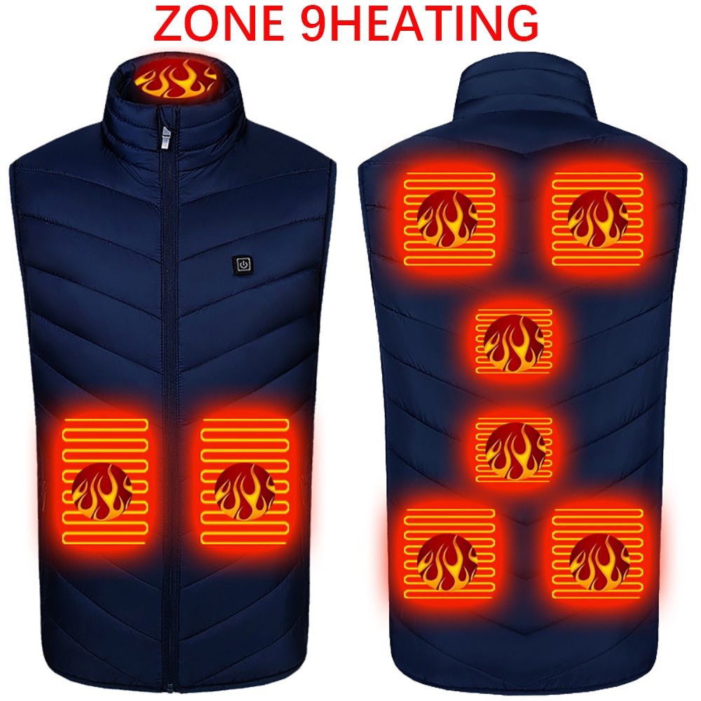 Heating jacket, USB smart switch 2-11 zone heating vest, electric heating hunting vest, men&#39;s and women&#39;s heating padded jacket