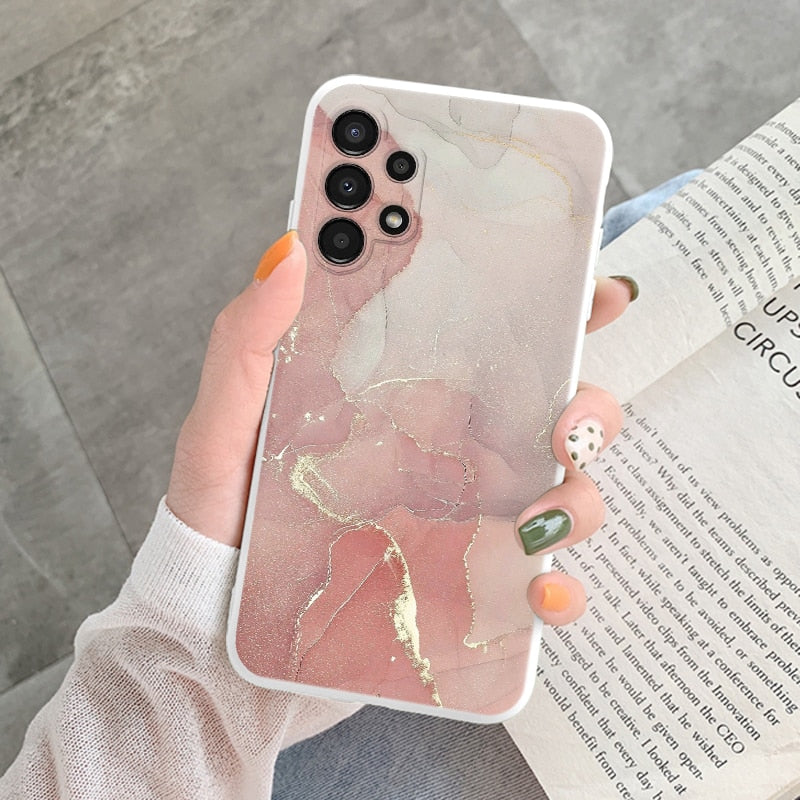 Marble Pattern Phone Case For Samsung Galaxy A13 5G A 13 4G Protective Cover Case Pink Silicone Soft Funda For Samsung A13 Coque