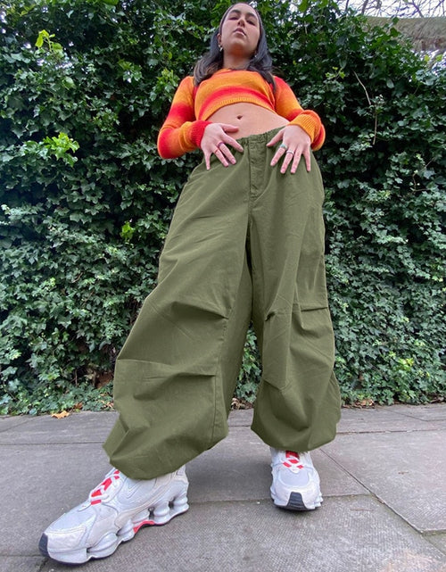 Load image into Gallery viewer, Women Casual Baggy Wide Leg Sweatpants Fashion Vintage Chic Solid Drawstring Trousers Y2K Loose Streetwear Joggers Cargo Pants
