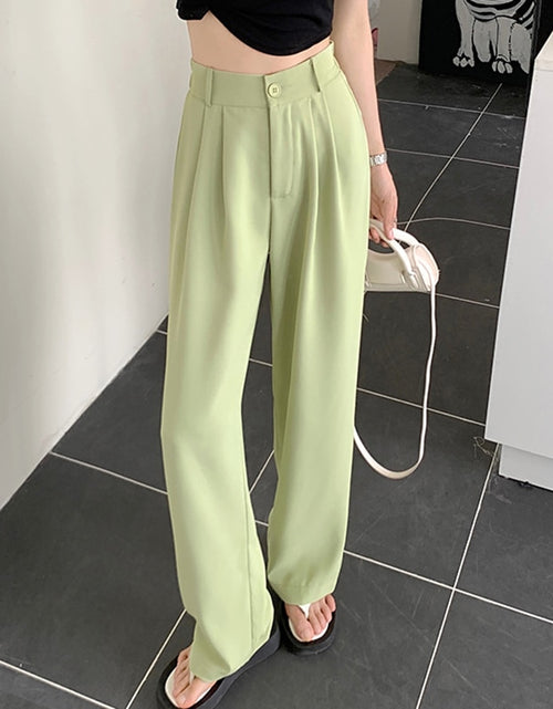 Load image into Gallery viewer, New Straight Wide Leg Women&#39;s Pants Korean Style High Waist Pants for Women Solid Color Loose Suit Trousers Female
