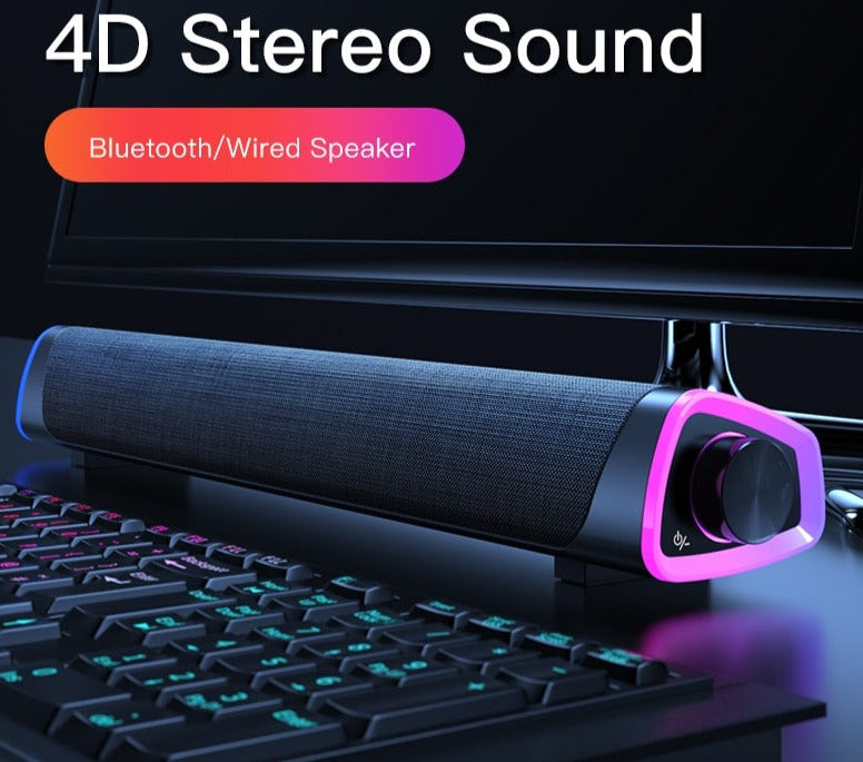 4D Computer Speaker Bar Stereo Sound Subwoofer Bluetooth Speaker For Macbook Laptop Notebook PC Music Player Wired Loudspeaker