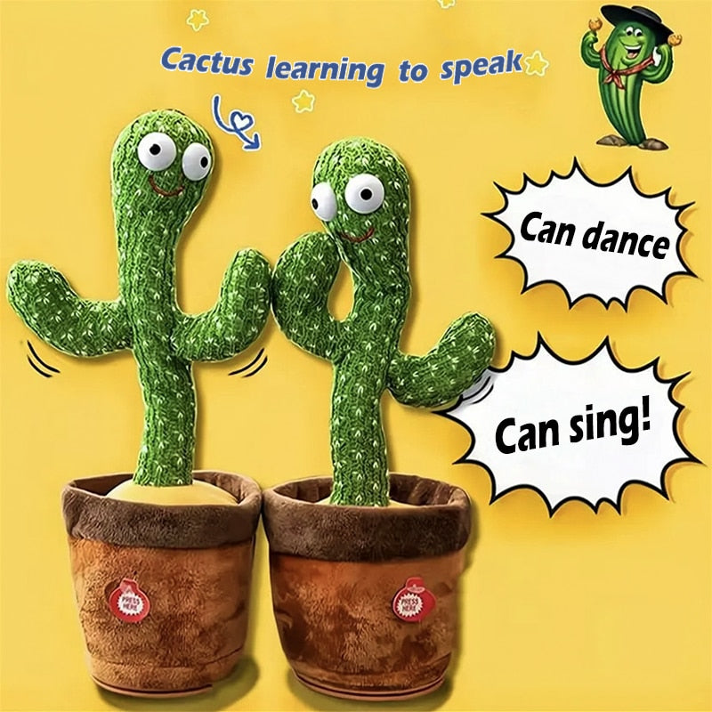 Dancing Cactus Toy Repeat Talking USB Charging Can Sing Record Cactus Bailarín Dansant Kids Education Toys Birthday Present