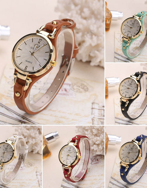 Load image into Gallery viewer, Women Casual Watches Round Dial Rivet PU Leather Strap Wristwatch Ladies Analog Quartz Watch Gifts Accessories
