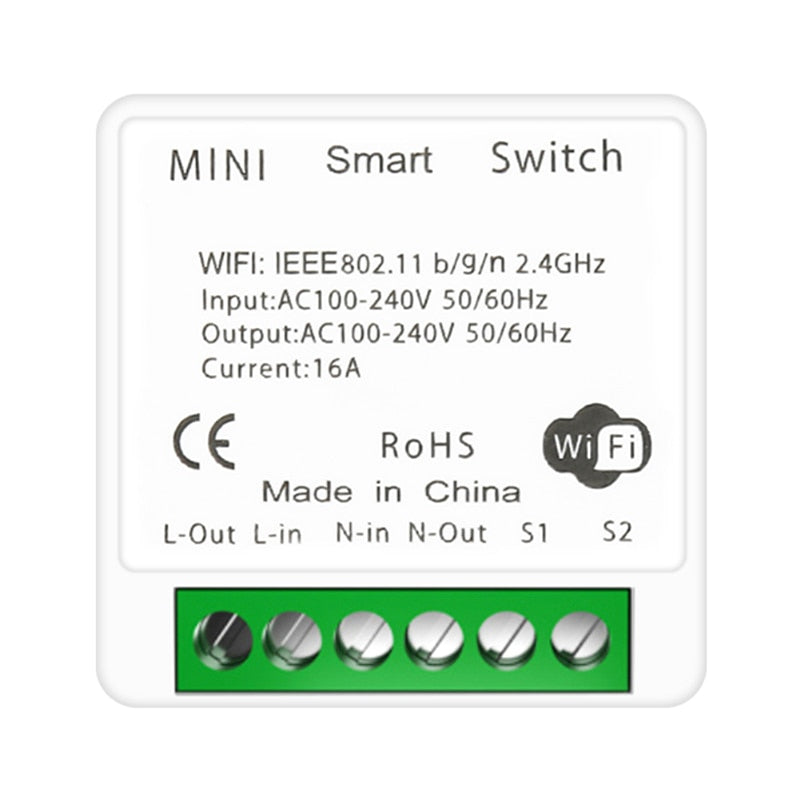 16A Wifi Smart Switch Smart Home Light Switches Module 2-way Control Work with Tuya Smart Life Alexa Alice Google Home Switch