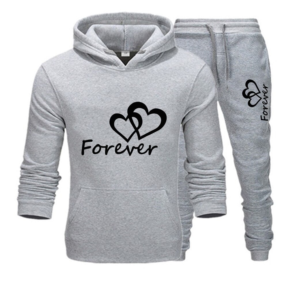 2022 Fashion Couple Sportwear Set Together and Forever Printed Hooded Suits 2PCS Set Hoodie and Pants S-4XL