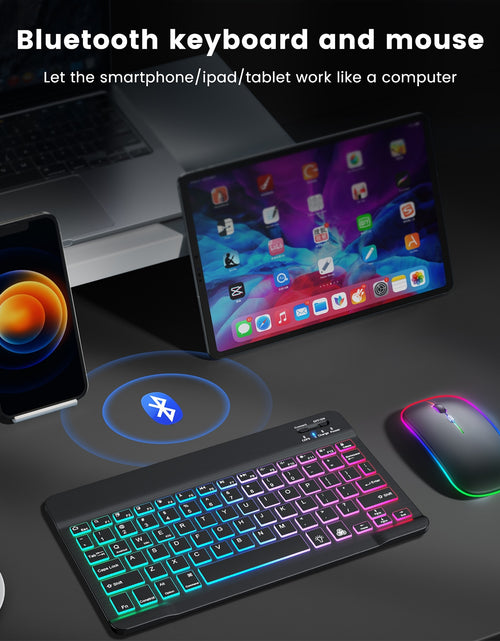 Load image into Gallery viewer, Bluetooth Wireless Keyboard and Mouse Mini ipad Keyboard Russian Keycaps 10 Inch For Tablet  ipad Pro 12 9 Air 4 S6 Lite
