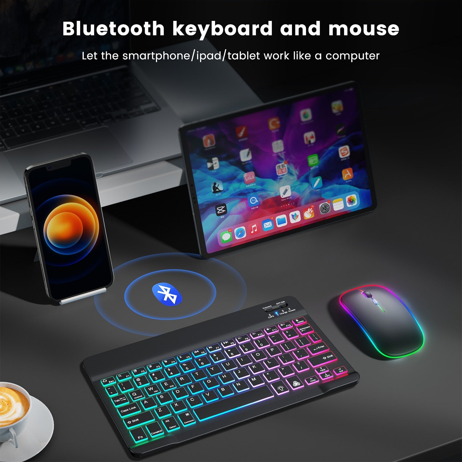 Bluetooth Wireless Keyboard and Mouse Mini ipad Keyboard Russian Keycaps 10 Inch For Tablet  ipad Pro 12 9 Air 4 S6 Lite