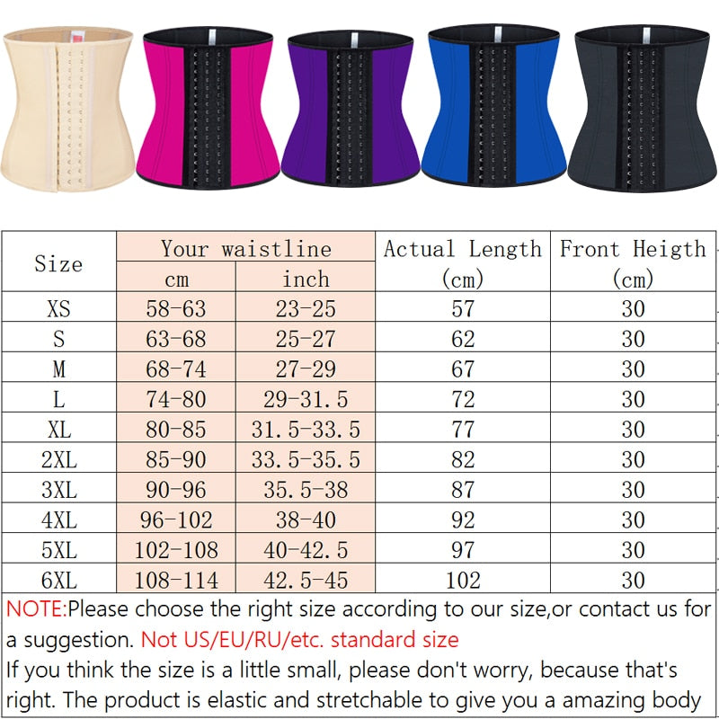 Fajas Colombians Latex Waist Trainer Corset Body Shapewear Women Flat Belly Slimming Sheath Waist Cincher Shaper 9 Steel Bones