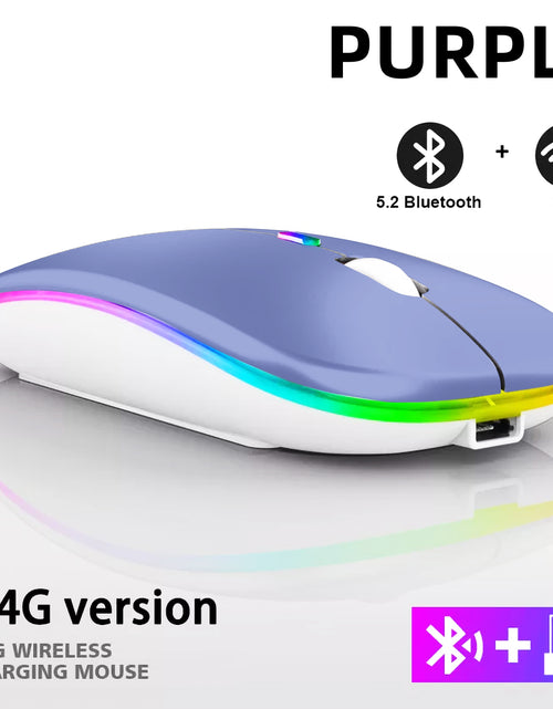 Load image into Gallery viewer, Rechargeable Bluetooth Wireless Mouse with 2.4GHz USB RGB 1600DPI Mouse for Computer Laptop Tablet PC Macbook Gaming Mouse Gamer
