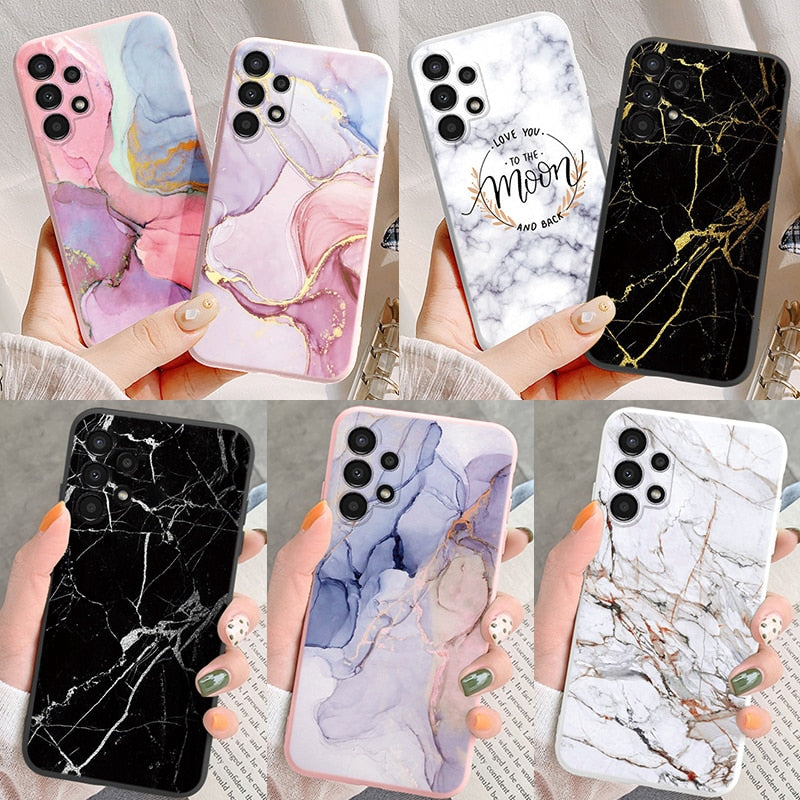 Marble Pattern Phone Case For Samsung Galaxy A13 5G A 13 4G Protective Cover Case Pink Silicone Soft Funda For Samsung A13 Coque