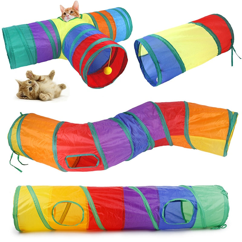 Cats Tunnel Foldable Pet Cat Toys Kitty Pet Training Interactive Fun Toy Tunnel Bored For Puppy Kitten Rabbit Play Tunnel Tube