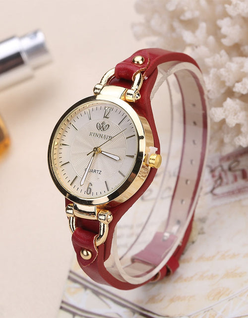 Load image into Gallery viewer, Women Casual Watches Round Dial Rivet PU Leather Strap Wristwatch Ladies Analog Quartz Watch Gifts Accessories
