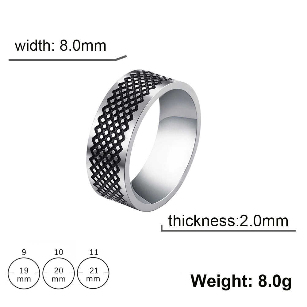 Stainless Steel Ring for Men Women 8MM Wide Geometric Casual Finger Rings 2023 Fashion Jewelry Wedding Gift for Lover