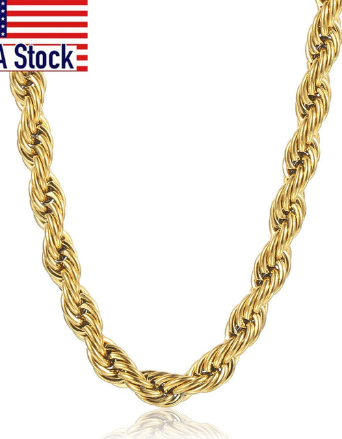 Load image into Gallery viewer, New Fashion Twisted Rope Link Chain Gold Color Stainless Steel Necklace for Men Unisex Chain Jewelry Gifts 22inch 3-7mm KNM178A
